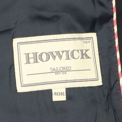 Howick Men's Black Blazer 40R Single Breasted