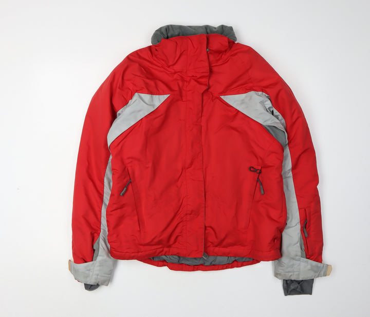 Topshop Women's Red Ski Jacket, Size 12, Full Zip, Hooded