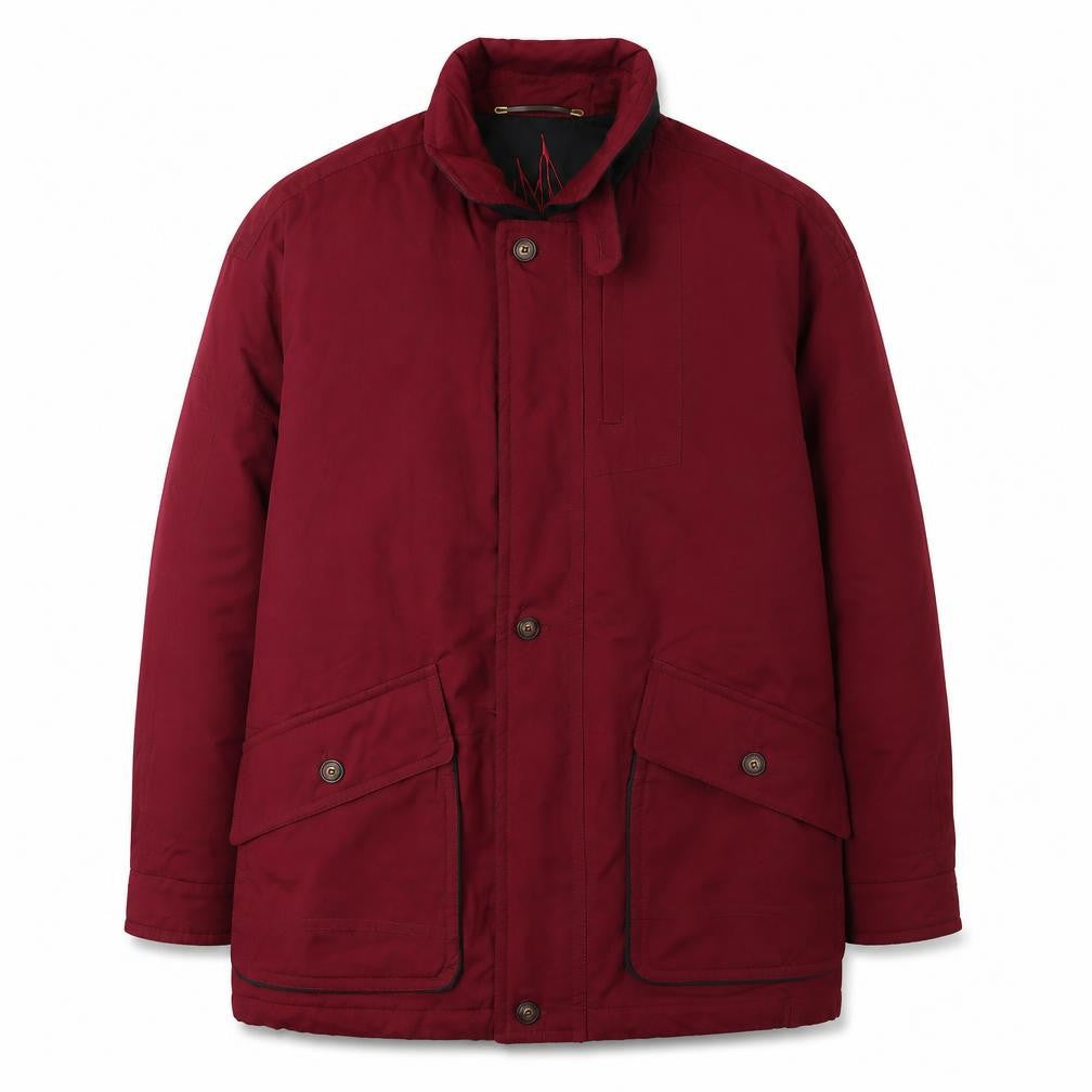 Front view of La Moda Men's Red Parka Jacket - L, Casual & Stylish
