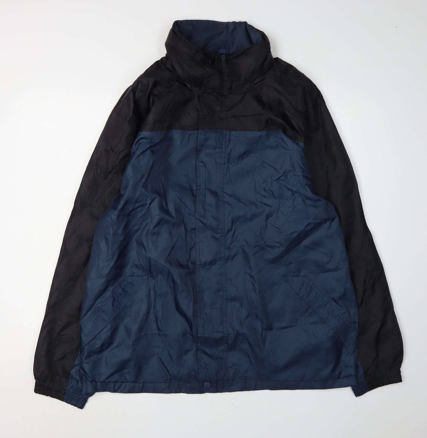Sportek Men's Black Blue Windbreaker Jacket L