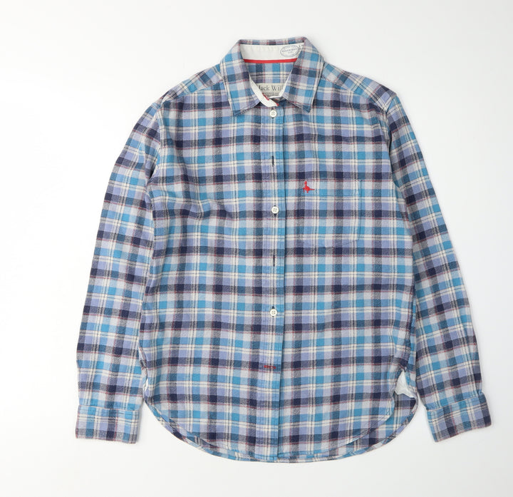 Jack Wills Women's Blue Plaid Button-Up Shirt, Size 8