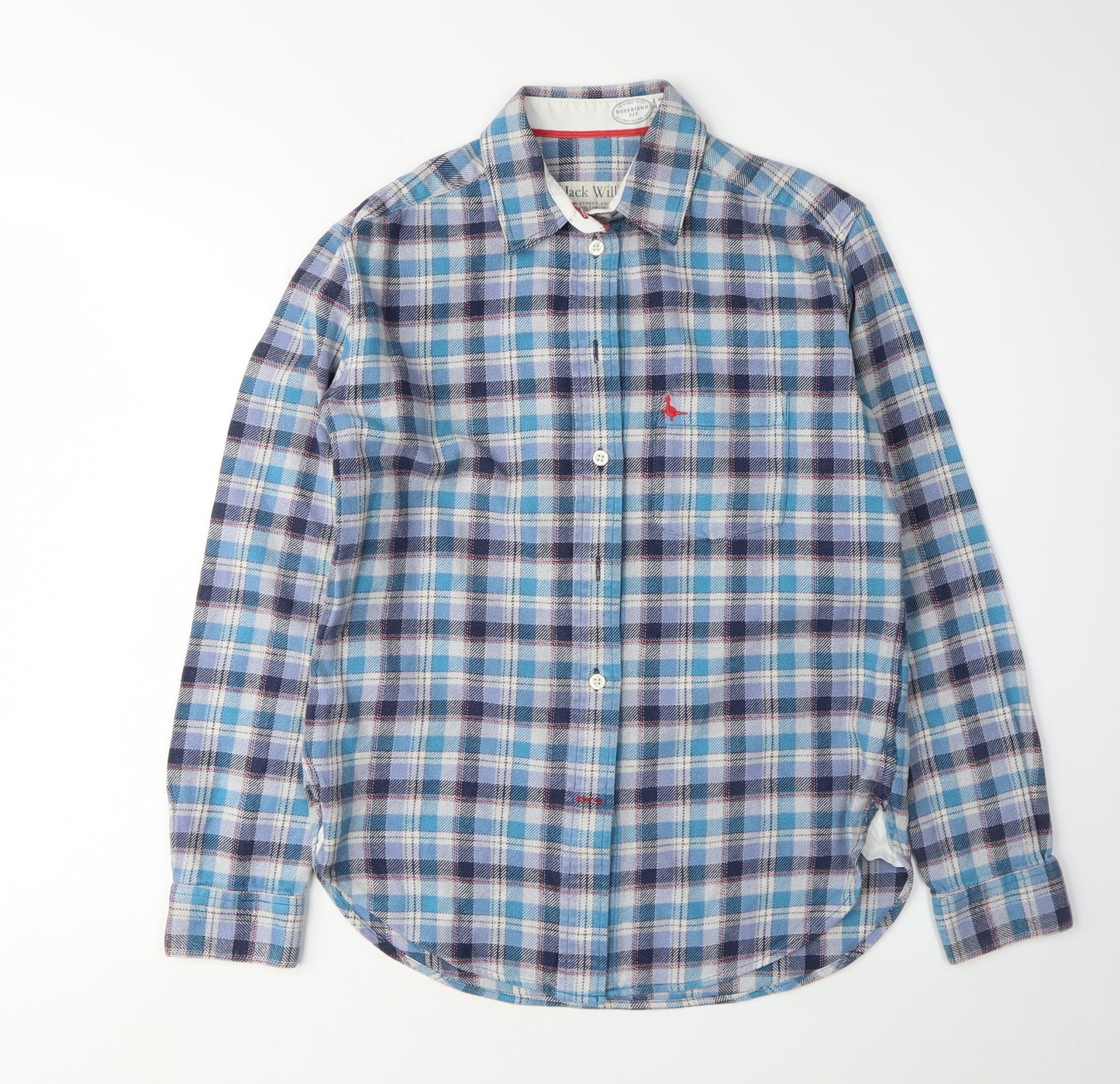 Jack Wills Women's Blue Plaid Button-Up Shirt, Size 8