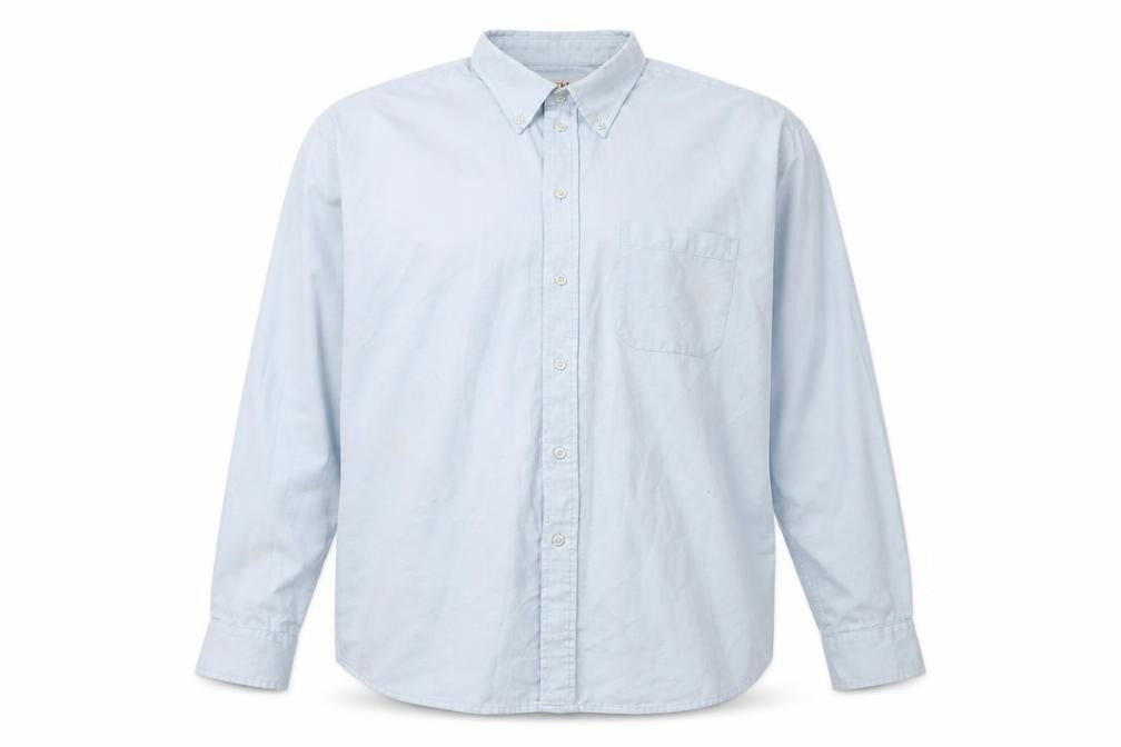 Front view of EWM Men's Blue Button-Up Shirt XL