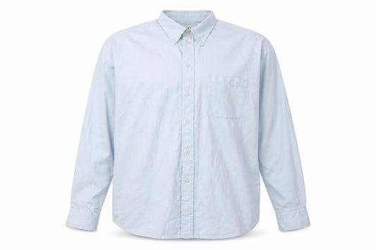 Front view of EWM Men's Blue Button-Up Shirt XL