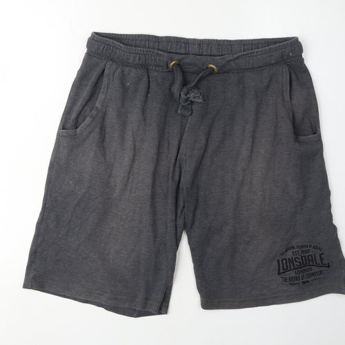 Lonsdale Men's Grey Sweat Shorts, Size L, Casual Sport