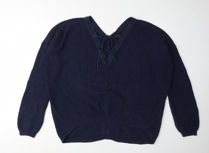 River Island Women's Blue V-Neck Pullover Jumper, Size 12