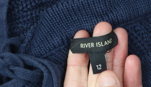 River Island Women's Blue V-Neck Pullover Jumper, Size 12