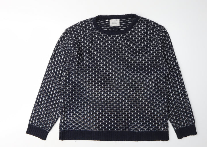 Brave Soul Men's Black Geometric Pullover Jumper L