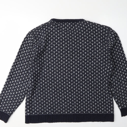 Brave Soul Men's Black Geometric Pullover Jumper L