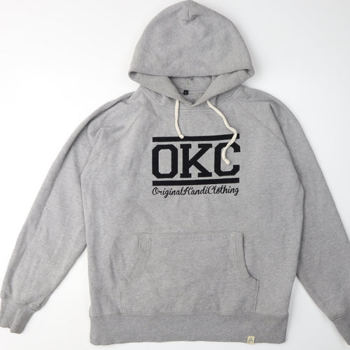 Kandi Clothing Men's Grey Pullover Hoodie - Logo, Size L
