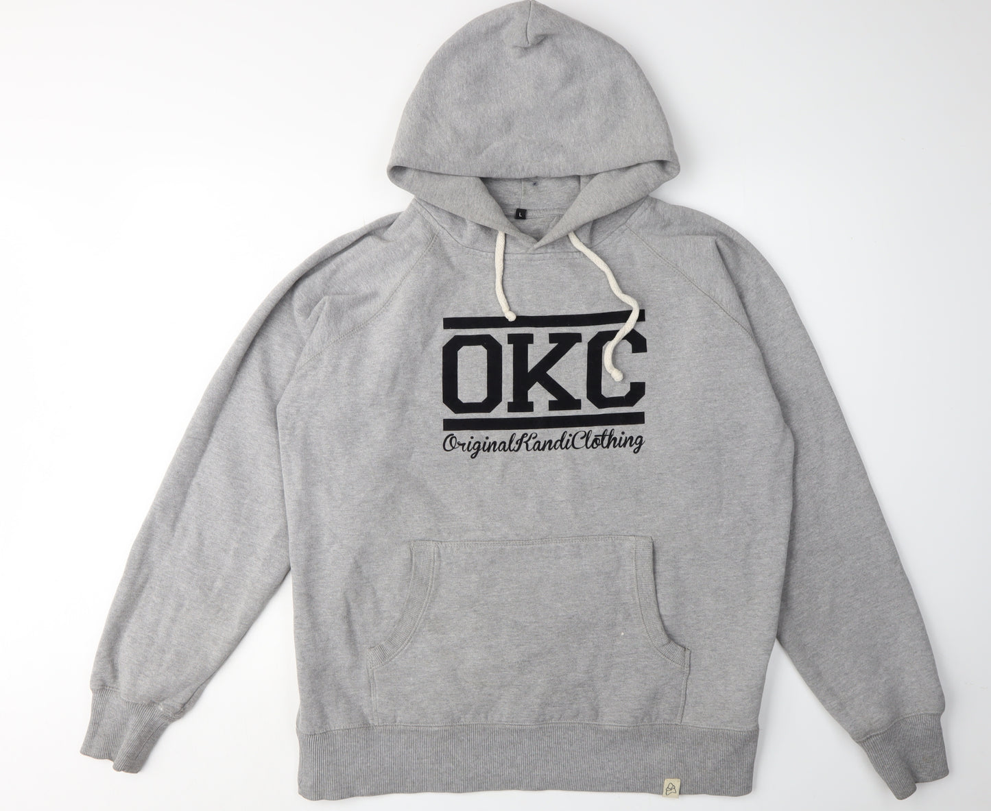 Kandi Clothing Men's Grey Pullover Hoodie - Logo, Size L