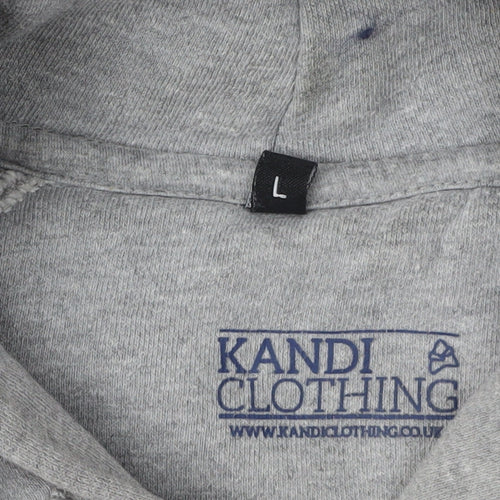 Kandi Clothing Men's Grey Pullover Hoodie - Logo, Size L