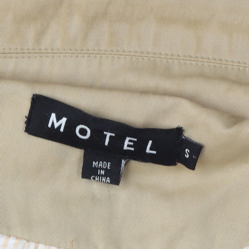 Motel Women's Beige Overcoat, Size S, Collared, Button
