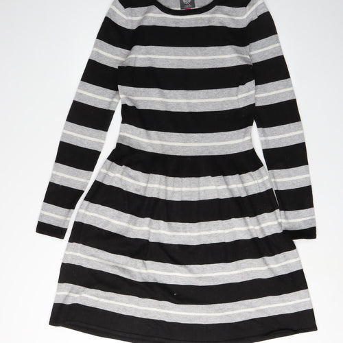 Vince Camuto Women's Black Striped A-Line Dress S
