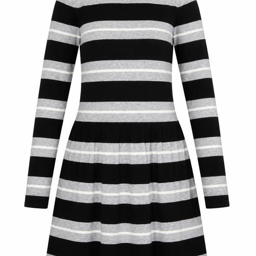 Vince Camuto Women's Black Striped A-Line Dress S