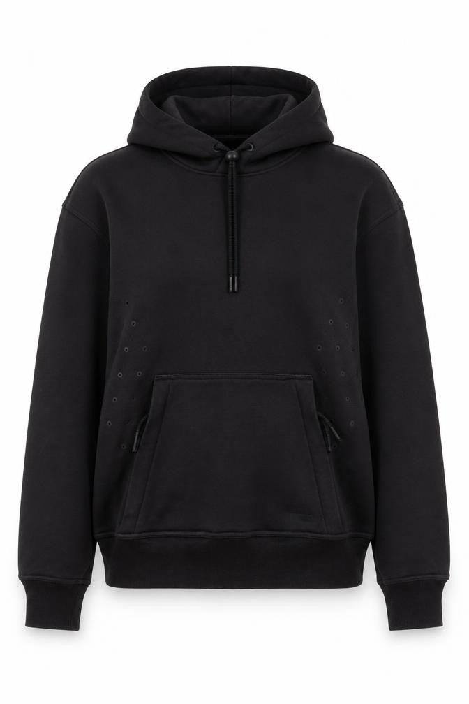 Front view of Kalenji unisex black pullover hoodie s