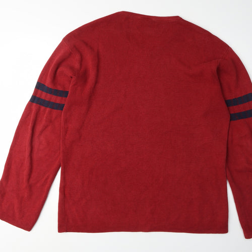 Nautica Men's Red V-Neck Pullover Jumper L