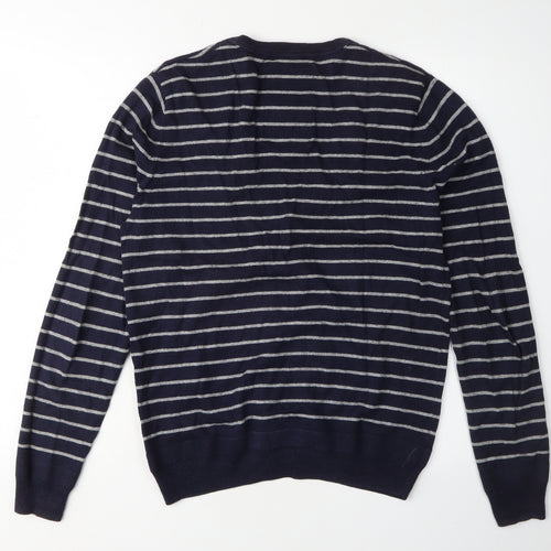 Scotch and Soda Unisex Blue Striped Cardigan S