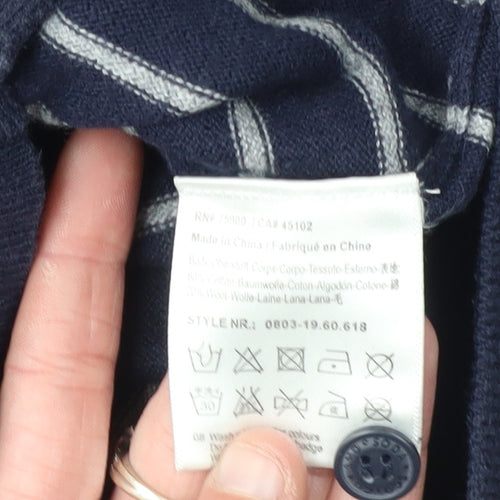 Scotch and Soda Unisex Blue Striped Cardigan S