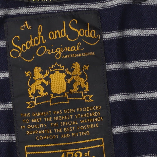 Scotch and Soda Unisex Blue Striped Cardigan S