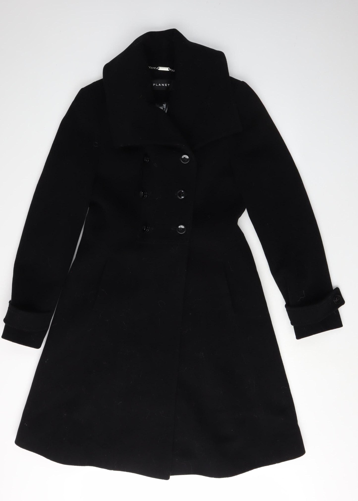 Planet Women's Black Wool Cashmere Overcoat Size 8