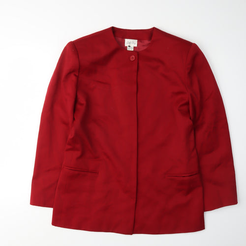 Leslie Fay Women Red Wool Single-Breasted Blazer Size 10