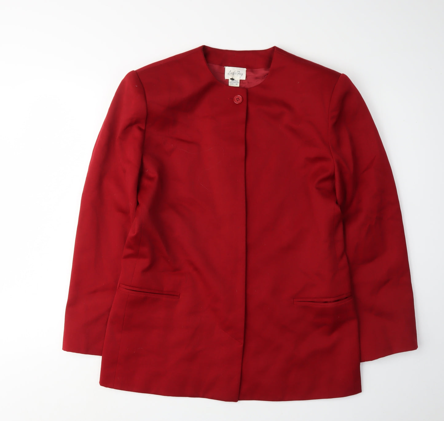 Leslie Fay Women Red Wool Single-Breasted Blazer Size 10