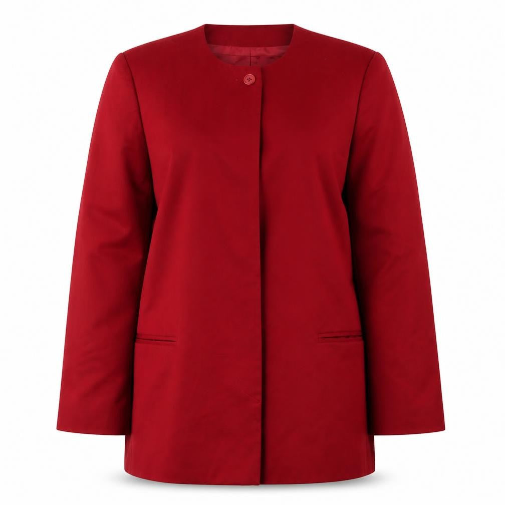 Front view of Leslie Fay Women Red Wool Single-Breasted Blazer, size 10