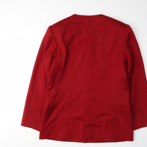 Leslie Fay Women Red Wool Single-Breasted Blazer Size 10