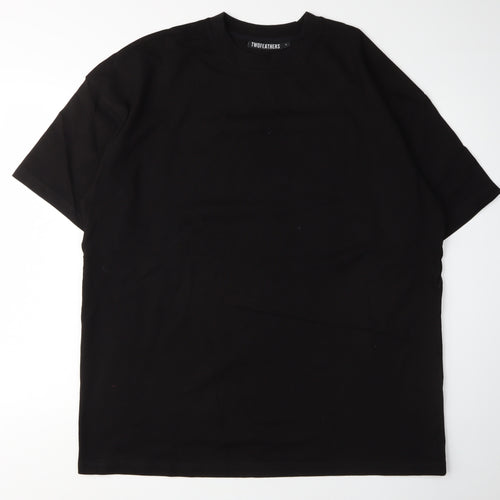 TwoFeathers Men's Black Crew Neck T-Shirt L