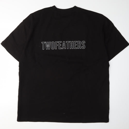 TwoFeathers Men's Black Crew Neck T-Shirt L