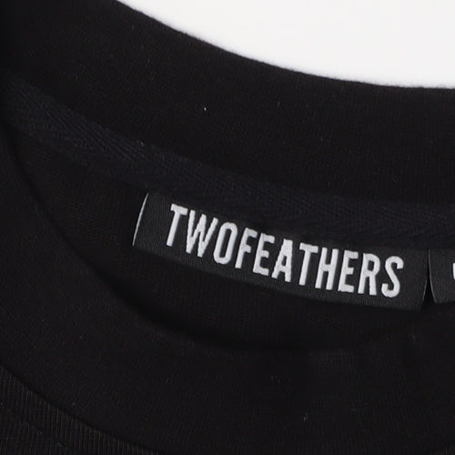 TwoFeathers Men's Black Crew Neck T-Shirt L