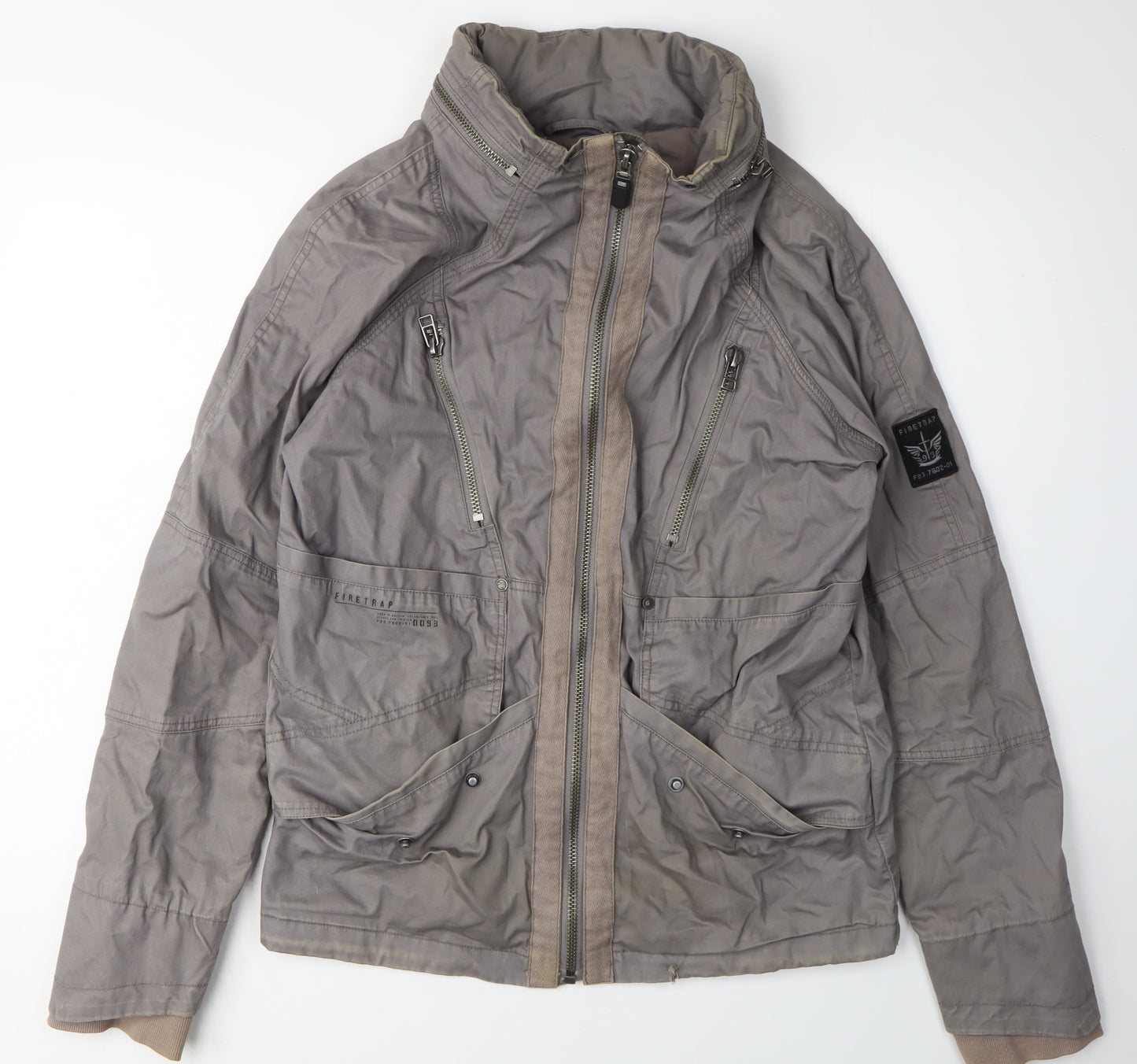 Firetrap Men's Grey Bomber Jacket Size M - Full Zip