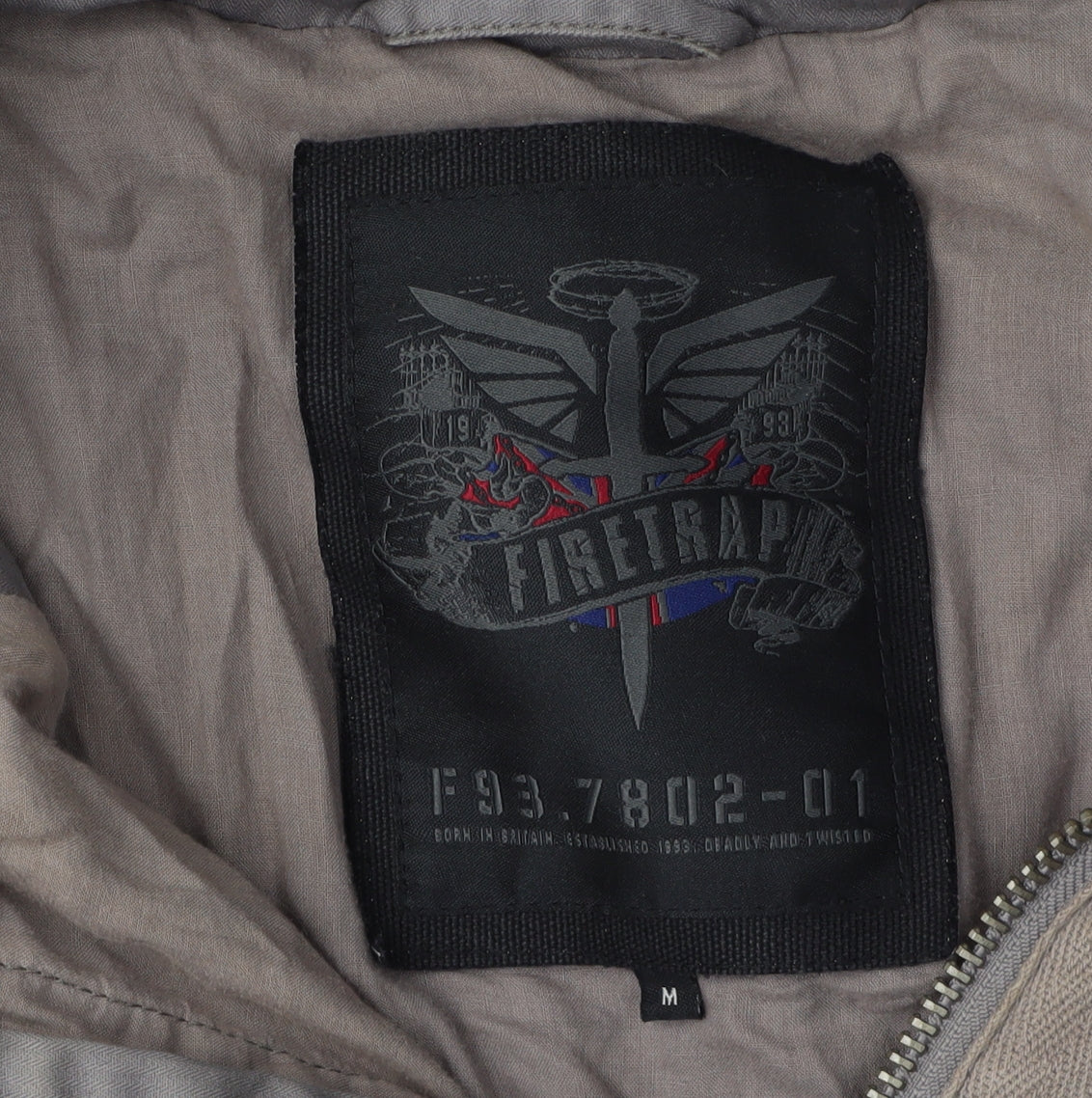 Firetrap Men's Grey Bomber Jacket Size M - Full Zip