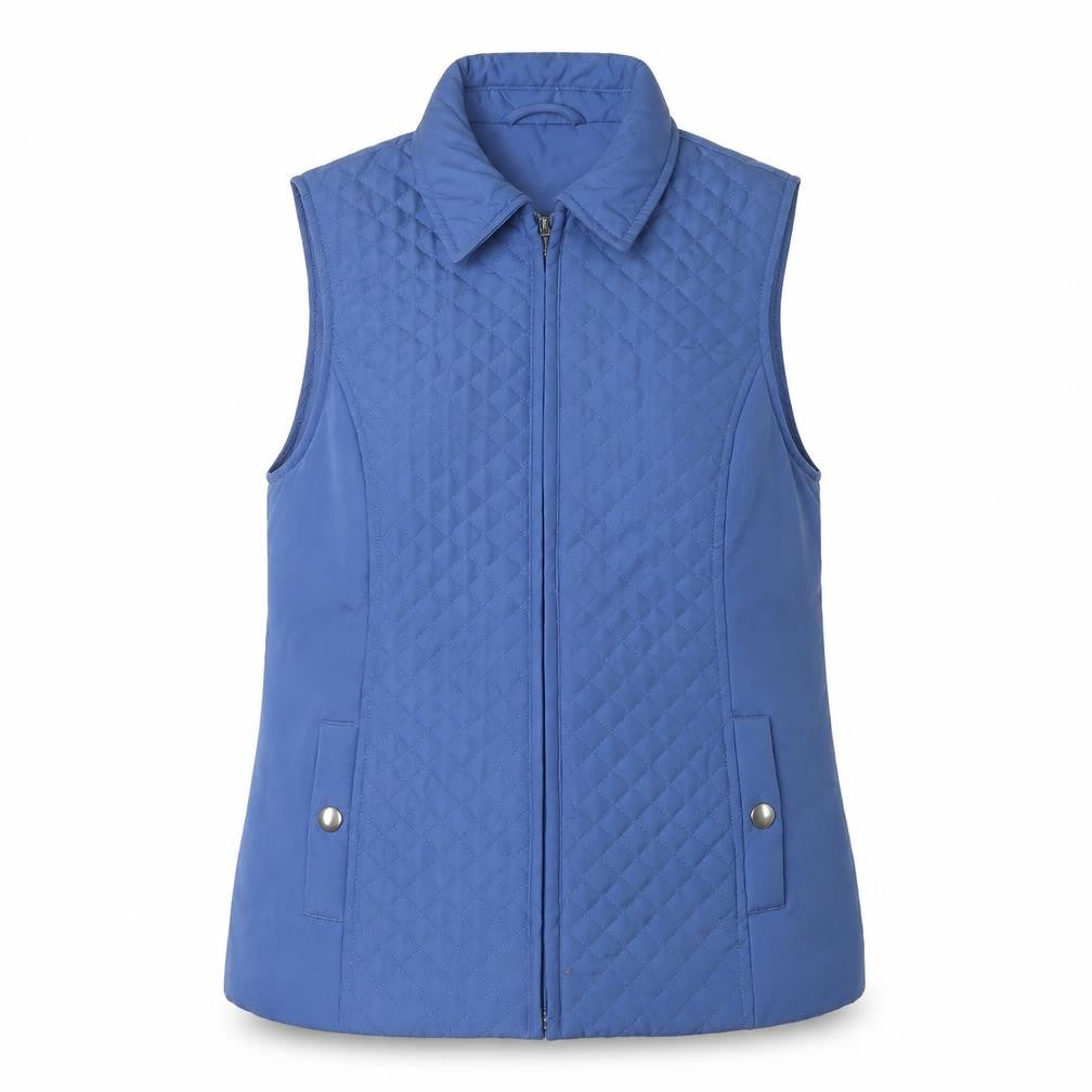 Front view of EWM Women's Blue Quilted Waistcoat S