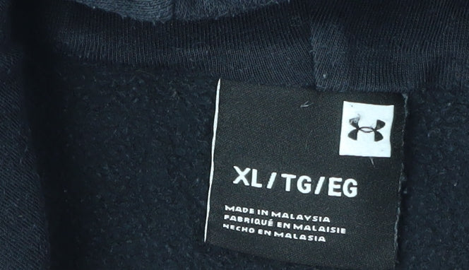 Under Armour Men's Black XL Full Zip Hoodie, Cotton Blend