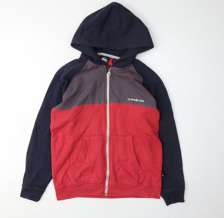 Quiksilver Boys Red Hoodie Jacket 14 Colourblock Casual