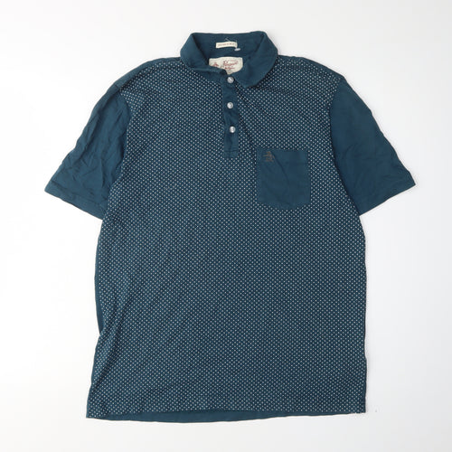 Original Penguin Men's Blue L Polka Dot Cotton Slim Polo