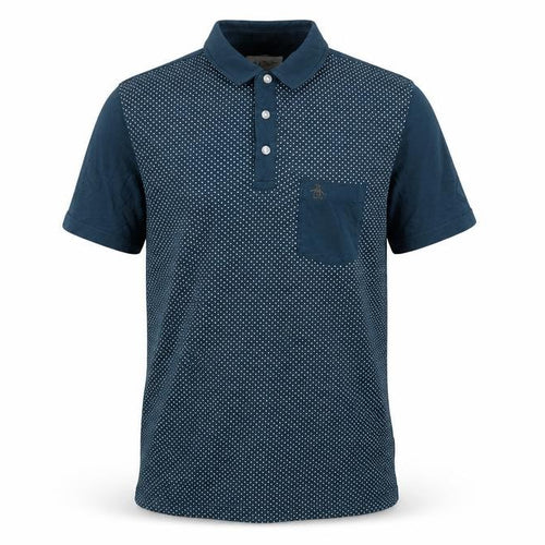 Original Penguin Men's Blue L Polka Dot Cotton Slim Polo