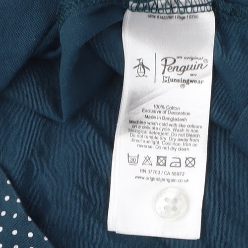 Original Penguin Men's Blue L Polka Dot Cotton Slim Polo