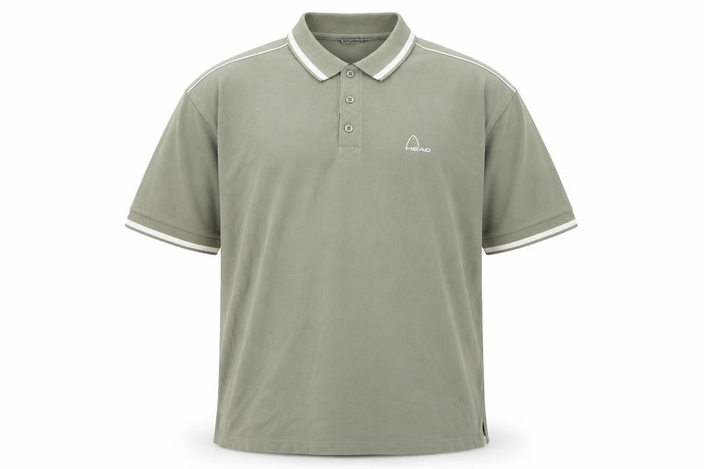 Head Men's Green Polo Shirt, Regular Fit, Logo Accent L