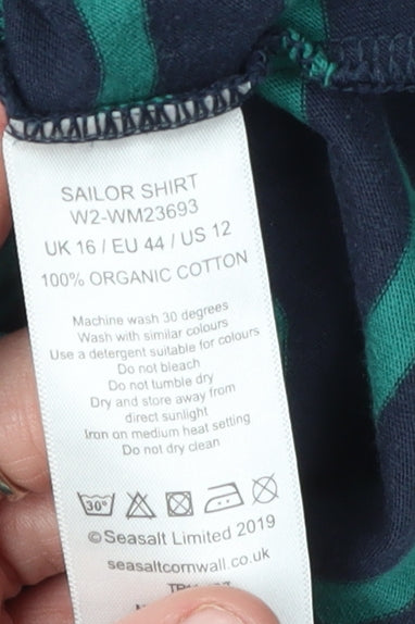 Seasalt Women's Blue Striped Sailor Shirt Size 16