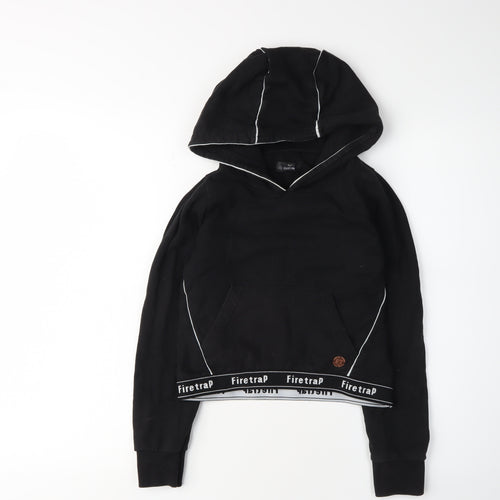 Firetrap Girls Black Pullover Hoodie 9-10 Years with Logo Accents