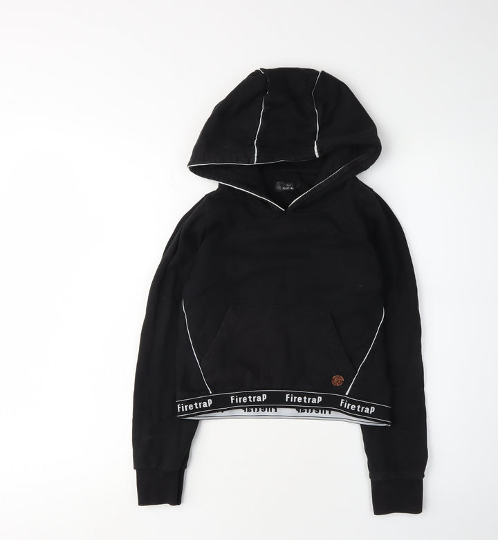 Firetrap Girls Black Pullover Hoodie 9-10 Years with Logo Accents