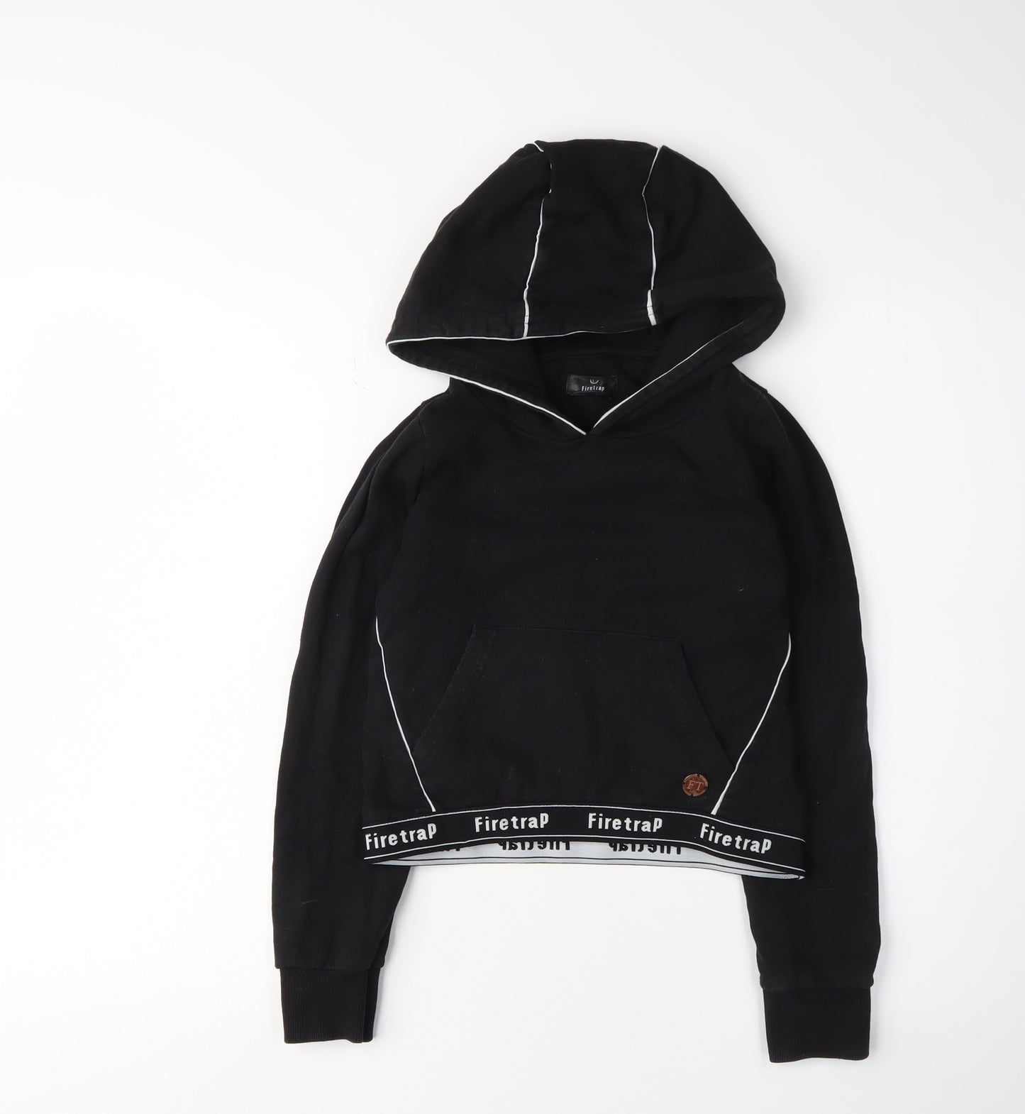 Firetrap Girls Black Pullover Hoodie 9-10 Years with Logo Accents