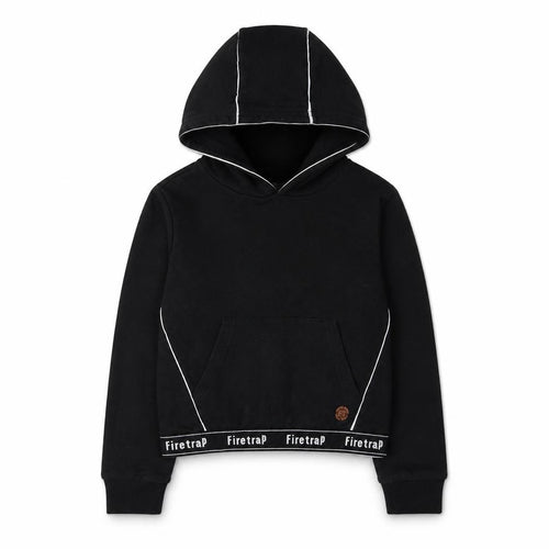Firetrap Girls Black Pullover Hoodie 9-10 Years with Logo Accents