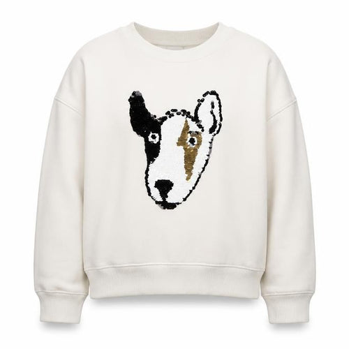 Mintie Girls White Pullover Sweatshirt 5-6 Years Animal Embroidery