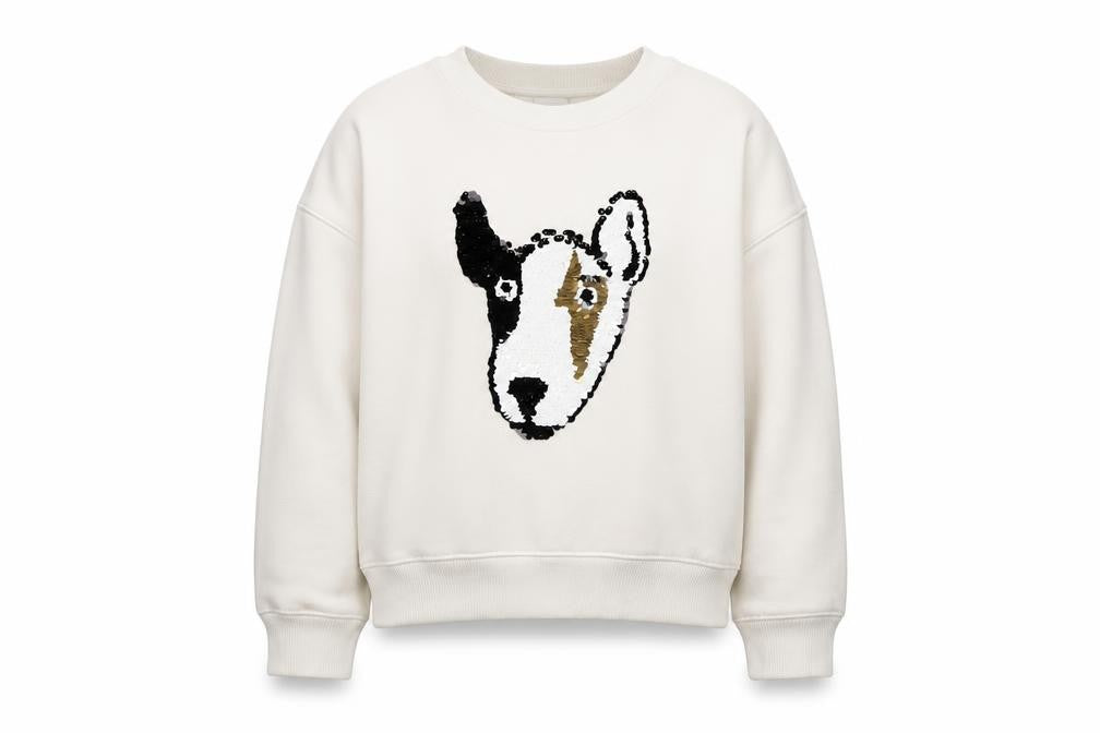 Mintie Girls White Pullover Sweatshirt 5-6 Years Animal Embroidery