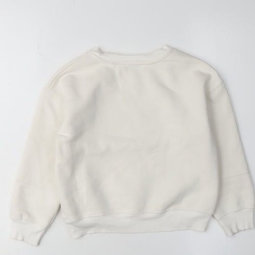 Mintie Girls White Pullover Sweatshirt 5-6 Years Animal Embroidery