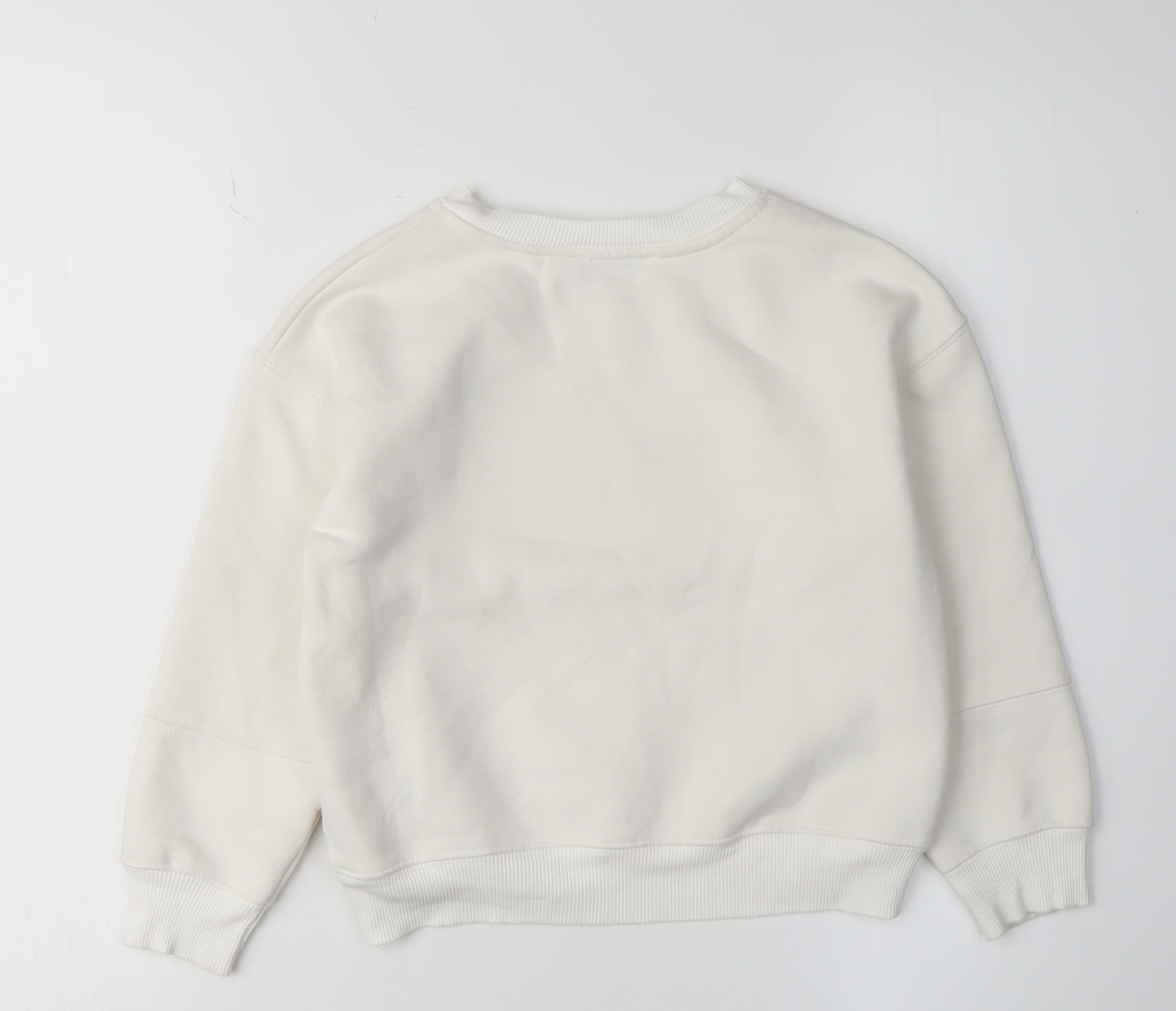 Mintie Girls White Pullover Sweatshirt 5-6 Years Animal Embroidery